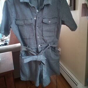 Striped denim with self tie romper NWT it's new so in great shape.